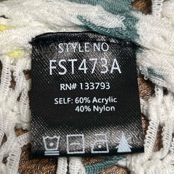 POL Crochet Mesh Knit Boat Neck Top, Fringe, Cream/Yellow/Blue. Small. NWT! - Picture 6 of 11